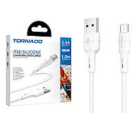 Кабель зарядный USB-Micro Tornado TX2 (2.4А, 1м) белый