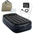 Надувне ліжко односпальне 99х191х42 см з підголовником велюрова та електронасосом Intex 64122 NP, фото 3