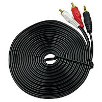 Кабель аудио Jack 3.5mm-2RCA черный (в пакете) 5м