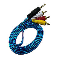 Кабель аудио Jack 3.5mm-3RCA силикон 1.5м