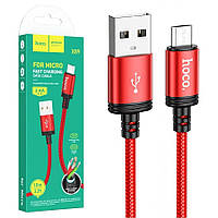 Кабель зарядный USB-Micro Hoco X89 (2.4A, 1м) красный