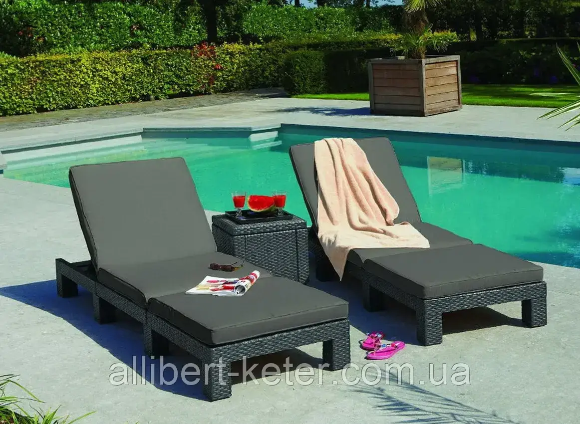 Шезлонг лежак Allibert by Keter Daytona Sunlounger 2 Pcs искусственный ротанг - фото 8 - id-p2111210063