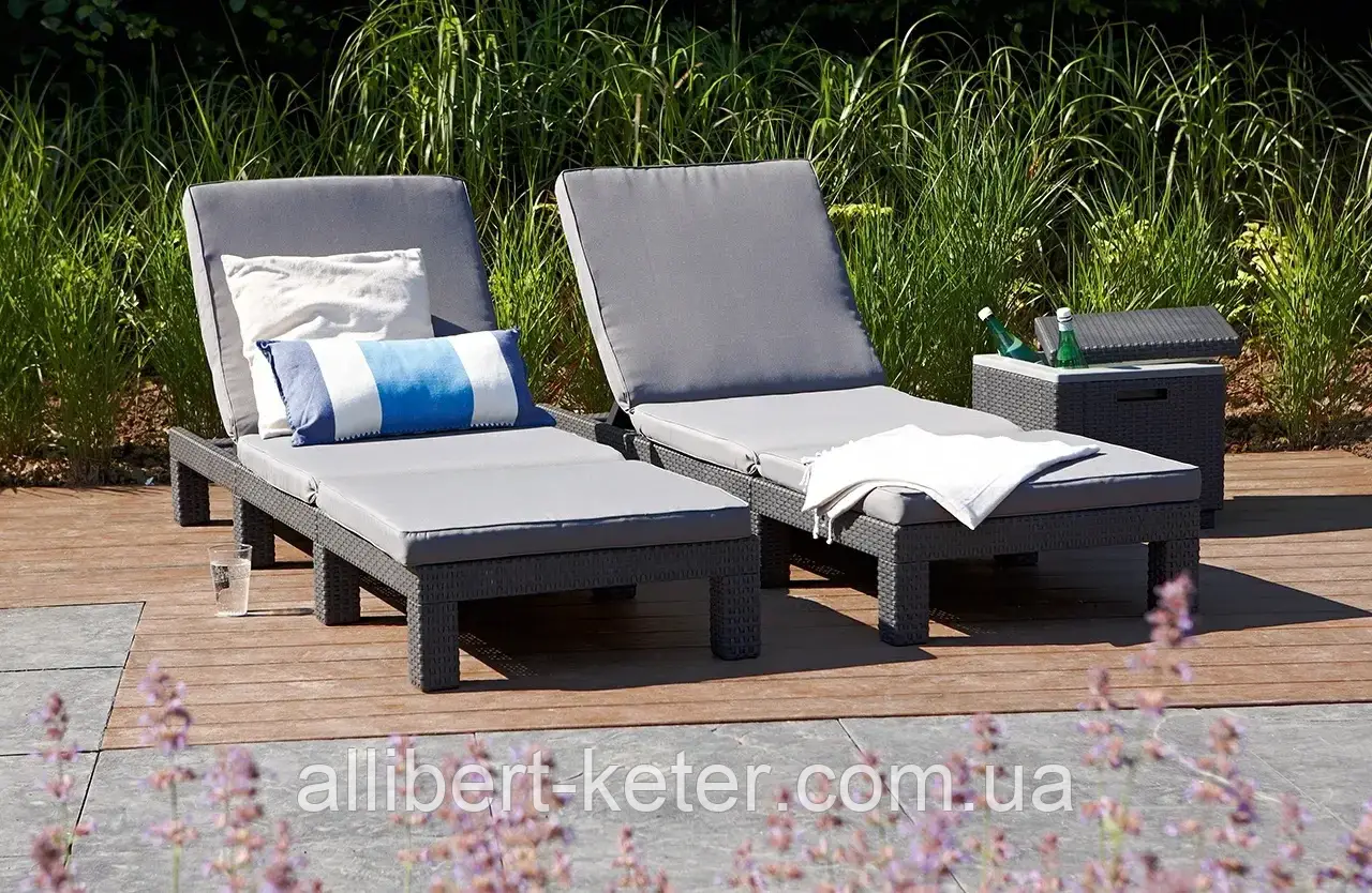 Шезлонг лежак Allibert by Keter Daytona Sunlounger 2 Pcs искусственный ротанг - фото 10 - id-p2111210063