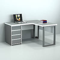 Современный офисный угловой стол ГК-3 Серый/Белый Гамма стиль