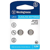 Батарейка часовая Westinghouse AG12 Alkaline LR43 1.5V блистер 2шт/уп