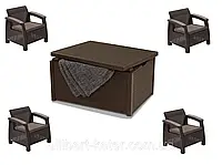 Комплект садовой мебели Allibert by Keter Corfu Quattro Set with Arica Storage Table (Corfu Box Table) Brown