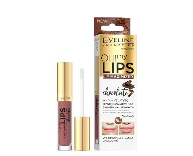Блиск для збільшення об'єму губ Eveline Oh! My Lips – Lip Maximizer "ШОКОЛАД" 4.5 мл (5903416027393)