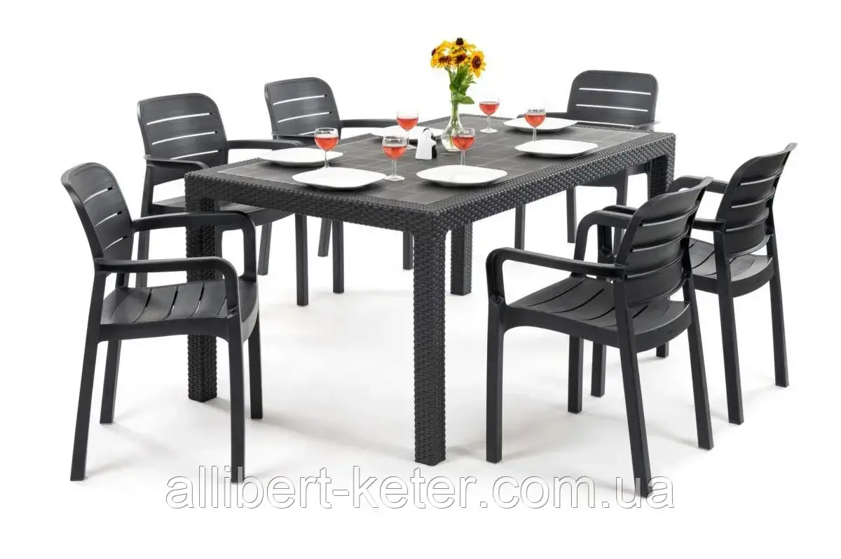 Комплект садових меблів Allibert by Keter Melody Tisara Dining Set ( Tivoli ) Graphite ( графіт ) ( Keter )