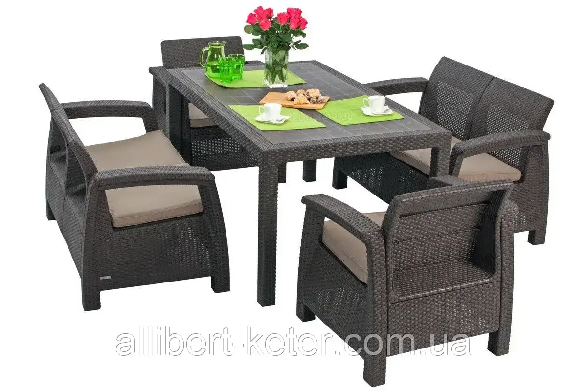 Комплект садових меблів Allibert by Keter Corfu Fiesta Dining Garden Set Brown ( коричневий ) ( Keter Corfu )