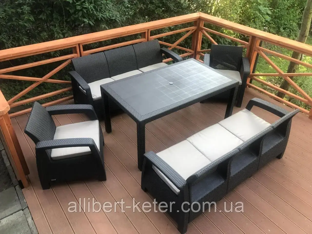 Комплект садових меблів Allibert by Keter Corfu Fiesta Max Dining Garden Set Graphite ( графіт ) Keter Corfu