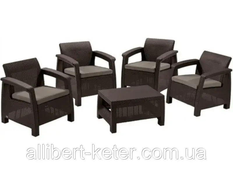 Комплект садовой мебели Allibert Corfu Quattro (Keter Corfu Quattro Set) для дома, беседки, террасы, заведений - фото 4 - id-p2111201660