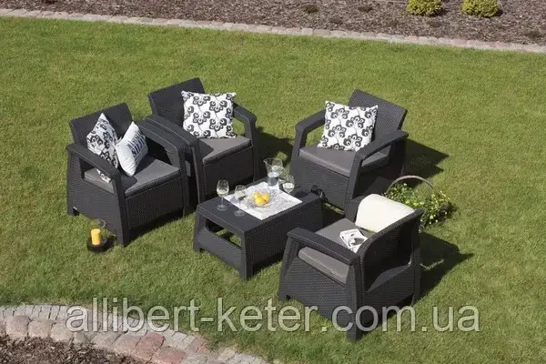 Комплект садовой мебели Allibert Corfu Quattro (Keter Corfu Quattro Set) для дома, беседки, террасы, заведений - фото 5 - id-p2111201660