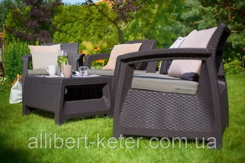 Комплект садовой мебели Allibert Corfu Quattro (Keter Corfu Quattro Set) для дома, беседки, террасы, заведений - фото 8 - id-p2111201660