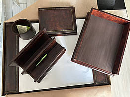 Настільний набір зі шкіри Фрет з золотом (06SE) 60*43