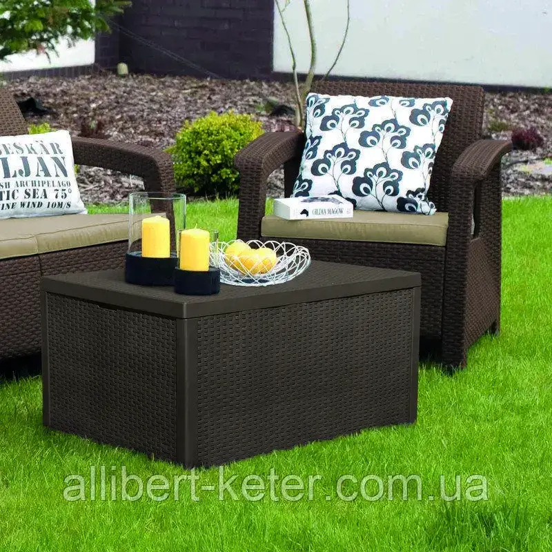 Комплект садовой мебели Allibert Corfu Box (Keter Corfu Box Set) искусственный ротанг для дома, сада - фото 9 - id-p2111201666