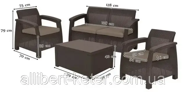Комплект садовой мебели Allibert Corfu Box (Keter Corfu Box Set) искусственный ротанг для дома, сада - фото 10 - id-p2111201666