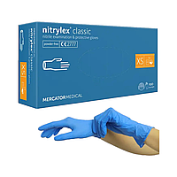 Перчатки медицинские одноразовые Nitrylex Classic (XS) синие 50пар/уп