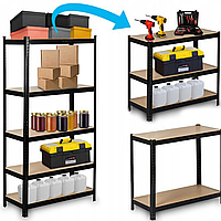 Стеллаж металлический оцинкованный 5 полок Металл 180х90х40 см 175 кг Черный