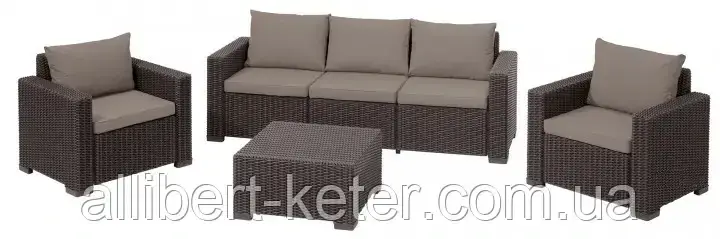 Allibert California 3 Seater Set садовая мебель из искусственного ротанга ( California Set ) - фото 3 - id-p2111201690