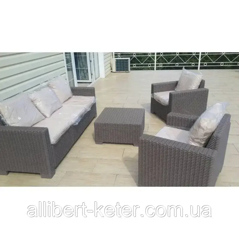 Allibert California 3 Seater Set садовая мебель из искусственного ротанга ( California Set ) - фото 6 - id-p2111201690