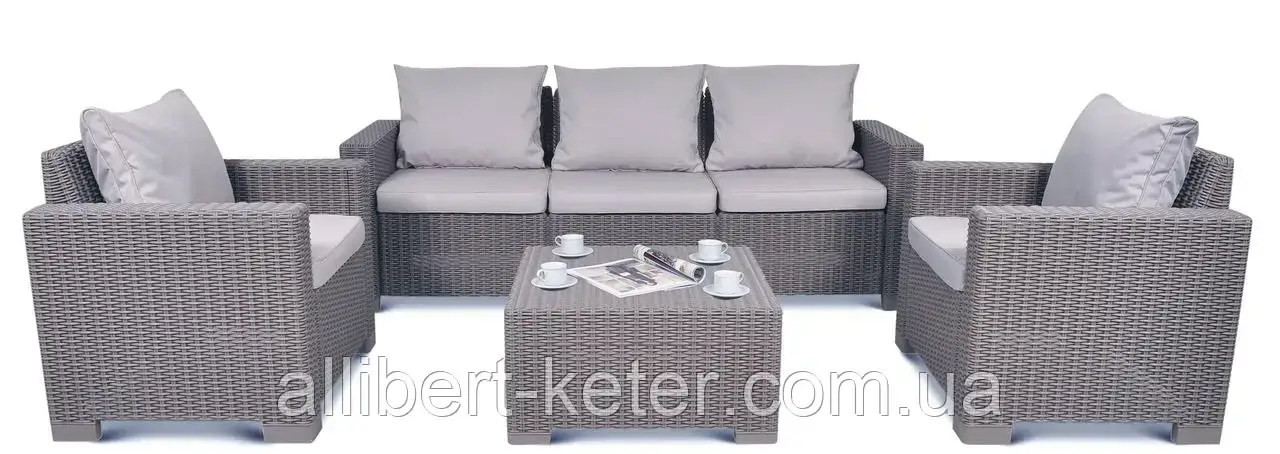 Allibert California 3 Seater Set садовая мебель из искусственного ротанга ( California Set ) - фото 7 - id-p2111201690