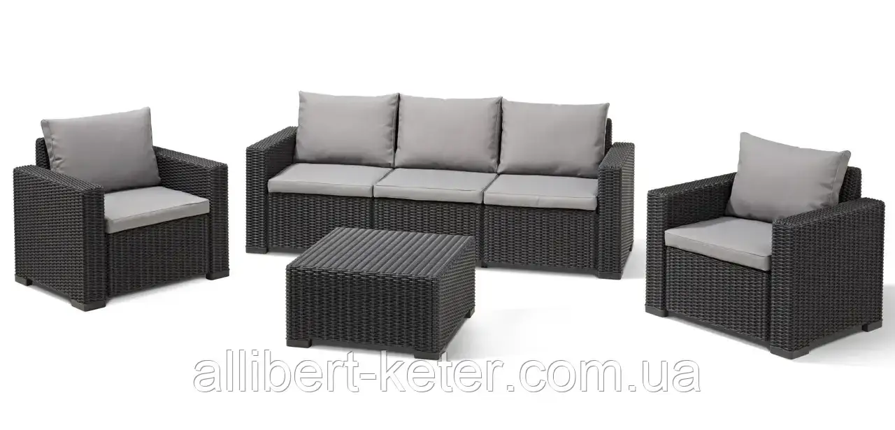 Allibert California 3 Seater Set садовая мебель из искусственного ротанга ( California Set ) - фото 9 - id-p2111201690