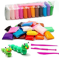 Пластилін повітряний різнобарвний для дітей Youyiqi 23х5.5х4см 123г 12шт/уп