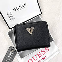 Женский кошелек Guess на молнии чёрный, брендовое фирменный маленький кошелёк в коробке