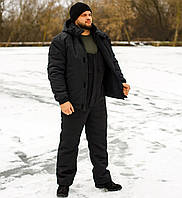 Зимовий робочий костюм "Містраль" з напівкомбінезоном чорний