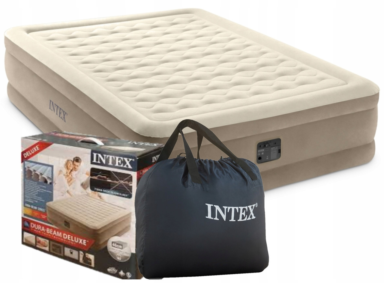 Ліжко надувне двомісне 203х152х46 см Intex DELUXE 64428 з вбудованим електронасосом, двоспальна