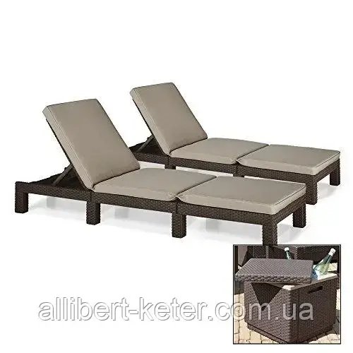 Шезлонг лежак Allibert by Keter Daytona Sunlounger 2 Pcs Brown (коричневый) искусственный ротанг - фото 2 - id-p2111210795