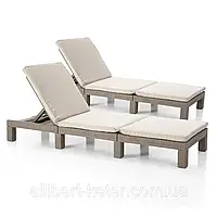 Шезлонг лежак Allibert by Keter Daytona Sunlounger 2 Pcs Cappuccino (капучино) искусственный ротанг