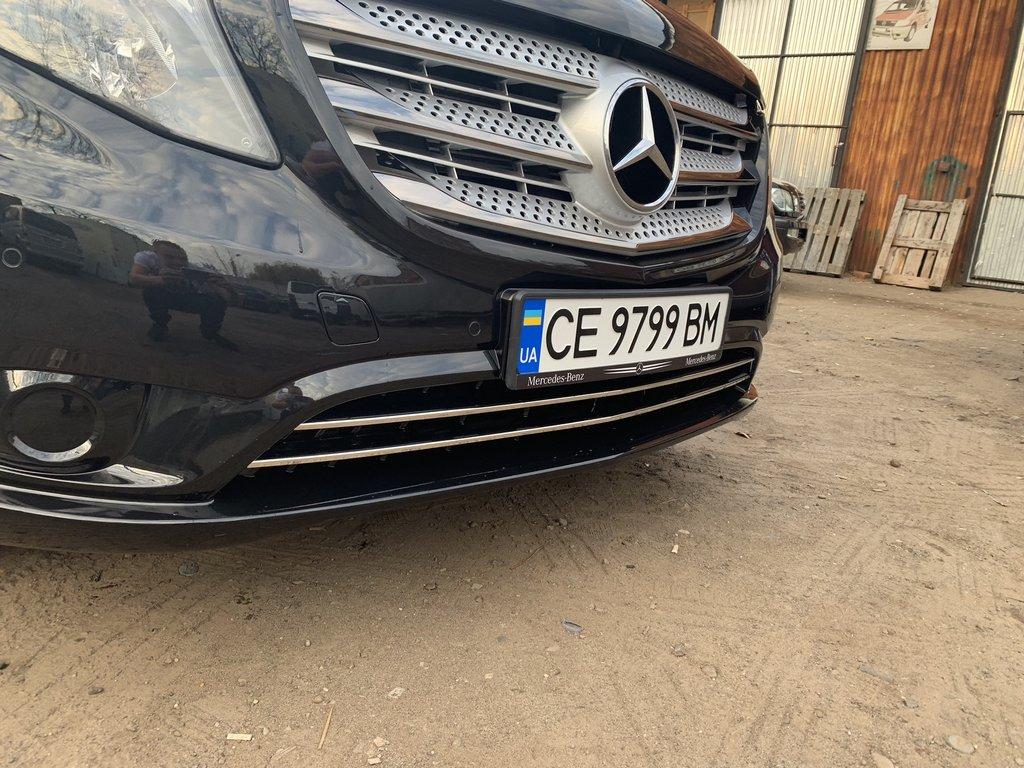 Накладки на решетку бампера (2 шт, нерж) Vito грузовой (черный хром) для Mercedes Vito/V-class W447 2014-2024 - фото 4 - id-p2111264802