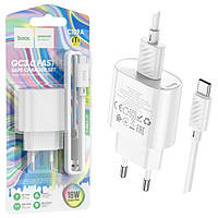 Мережевий зарядний пристрій (СЗП) Hoco C109A (1USB, 18W, QC3.0) + Type-C білий