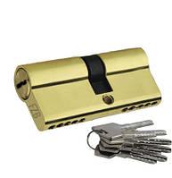 Сердцевина для замка ключ-ключ 80мм латунь (5 лаз. ключей) (40+40) золото