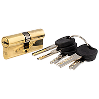 Сердцевина для замка ключ-ключ 70мм латунь (5 пласт. лаз. ключей) (35+35) золото