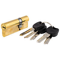 Сердцевина для замка ключ-ключ 75мм латунь (5 пласт. лаз. ключей) (30+45) золото
