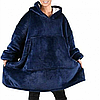 Толстовка-плед з капюшоном Huggle Hoodie Ultra Plush Blanket <unk> Плюшева кофта <unk> Плед із рукавами Oversize Синій, фото 4