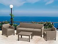 Набор садовой мебели Orlando 3 Seater Set Cappuccino ( капучино ) из искусственного ротанга ( Allibert )