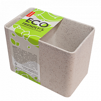 Підставка прямокутна для столових приладів "Плюс" ECO WOOD пластикова 16*10*12см біла троянда