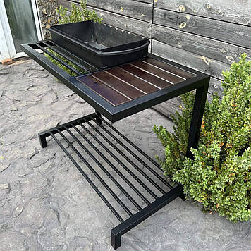 Мангал ML9-4С у стилі лофт на дровниці на 9 шампурів 4 мм