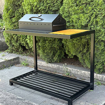 Мангал-барбекю MLB9-4С у стилі лофт на дровниці на 9 шампурів 4 мм