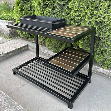 Мангал ML9-4CP у стилі лофт на дровниці з полицею на 9 шампурів 4 мм