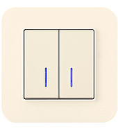 Выключатель с подсветкой двухклавишный Gunsan Radius кремовый двойной Турция