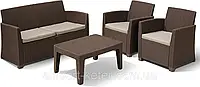 Набор садовой мебели Corona Lounge Set Brown ( коричневый ) из искусственного ротанга ( Allibert by Keter )