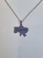 Подвеска карта Украины Ukraine под серебро (01_K0933021243)
