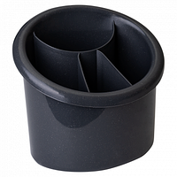 Підставка для столових приладів овальна пластикова 17*13*16см граніт Алеана