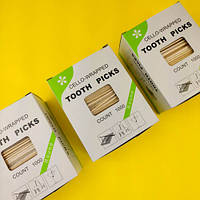 Зубочистки бамбукові в індивідуальній упаковці з ментолом, 1000 шт
