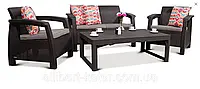 Набор садовой мебели Corfu Set Lyon Table Rattan Brown (коричневый) из искусственного ротанга (Keter)