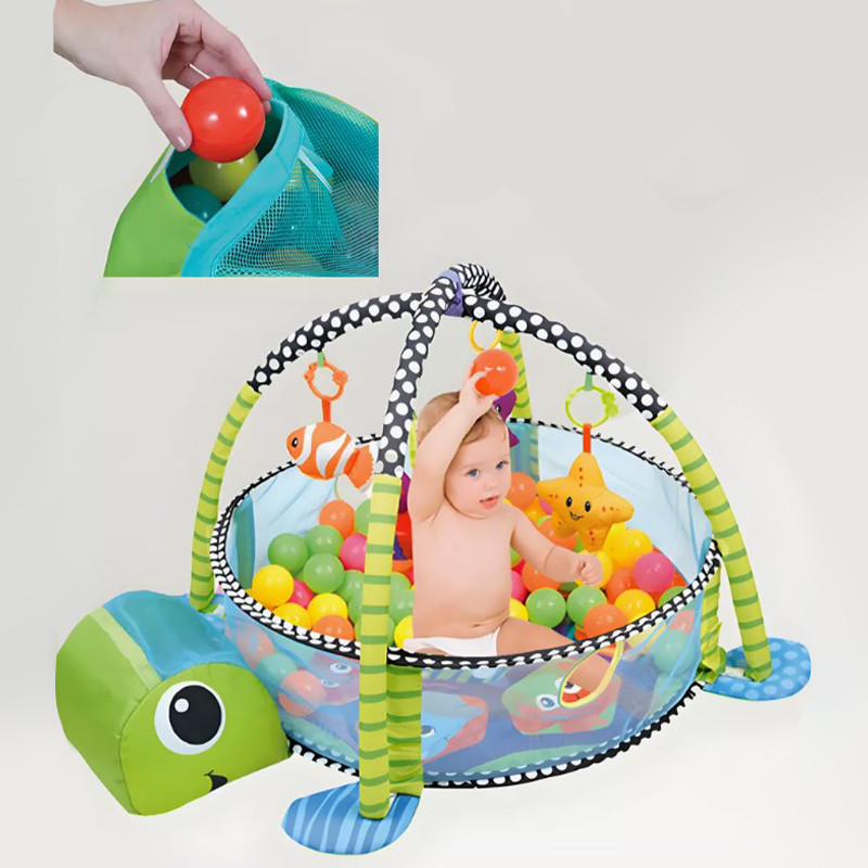 Коврик интерактивный манеж детский игровой черепаха с шариками 30шт для младенцев - фото 4 - id-p2111301971
